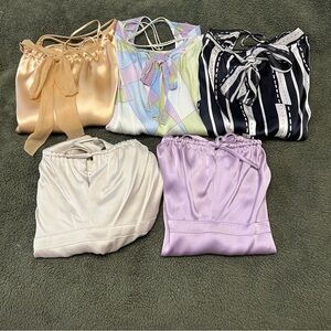 Vintage Y2K Luxury Silk Stretch Cropped Camis -Lot of 5